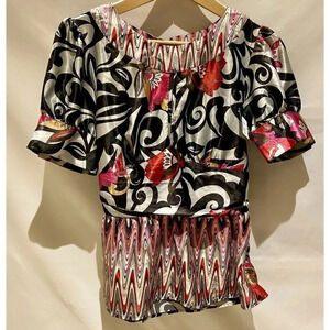 Sele Swirls & Paisley silk top, size M, NWT
